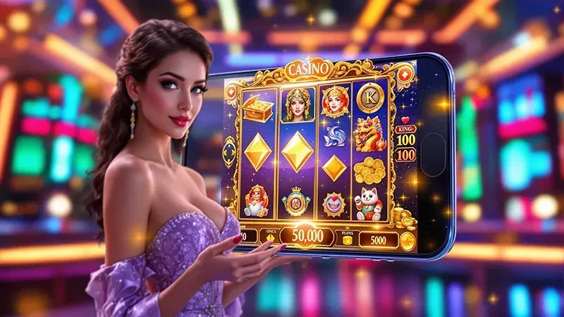 Tampilan permainan slot DJARUMTOTO dengan reel dan simbol berwarna