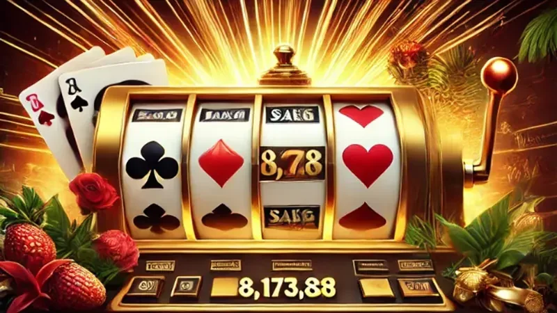 Ilustrasi tema permainan slot dengan grafis cerah